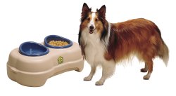 Elevated pet feeder made of durable plastic