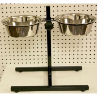 Adjustable pet feeder with stainless steel dishes